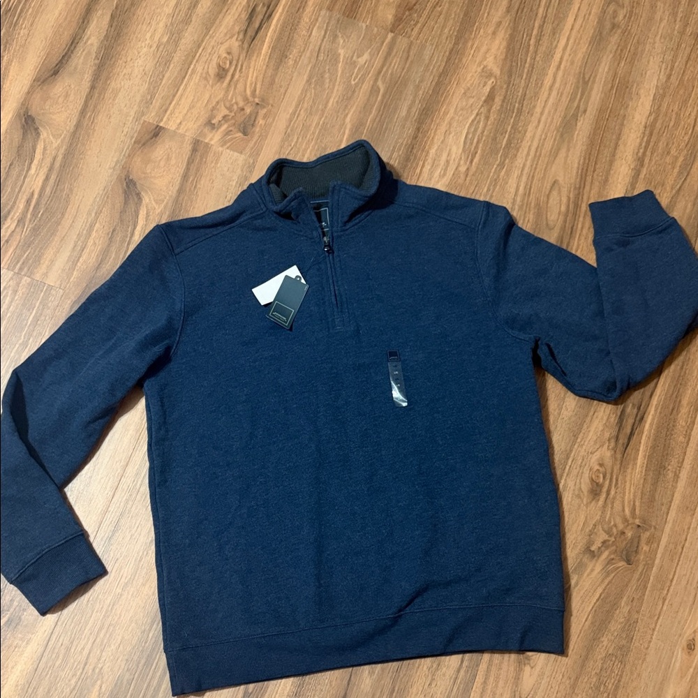 Arrow Men's Dark Blue Zip-Up Sueded fleece Sweater